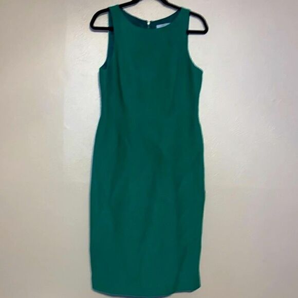 Classiques Entier size 10 Green Sleeveless Linen Blend Sheath Dress - Picture 1 of 9